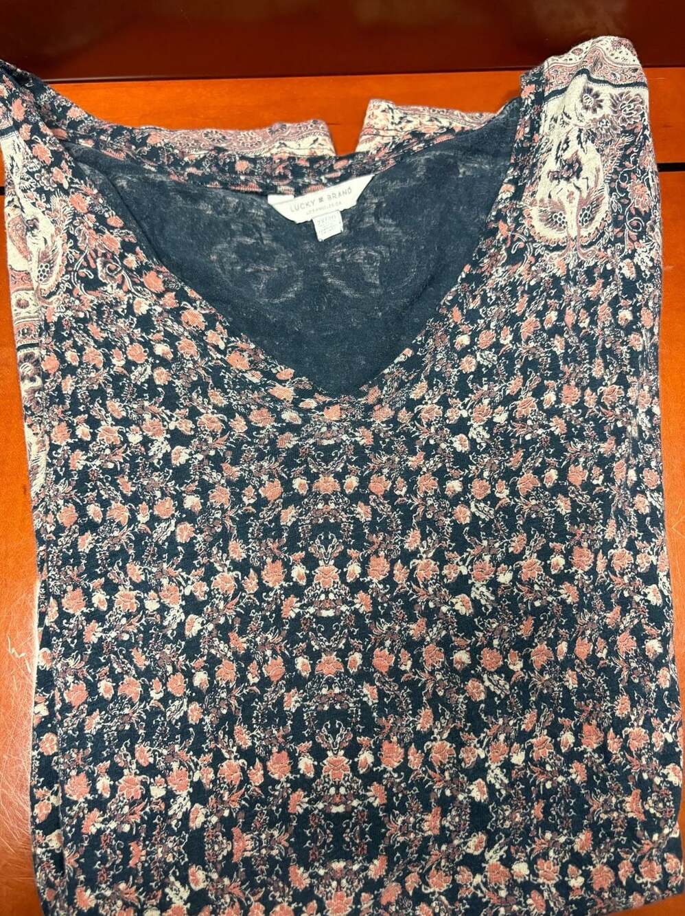 Lucky Brand Printed Blouse Blue Multi Size XXL
